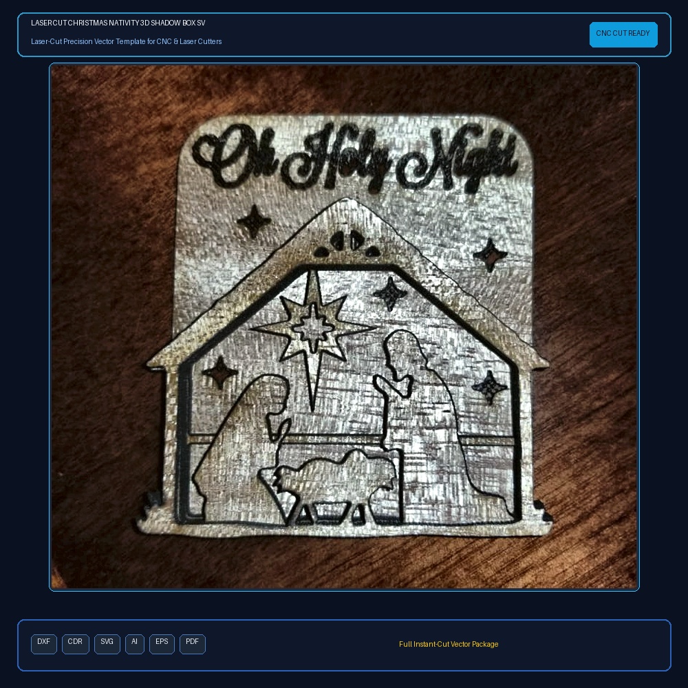 Laser Cut Christmas Nativity 3D Shadow Box