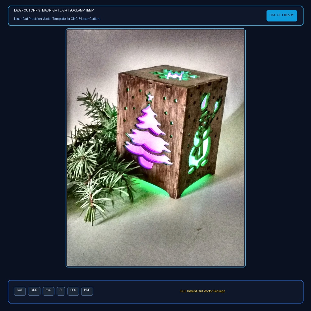 Laser Cut Christmas Night Light Box Lamp Template