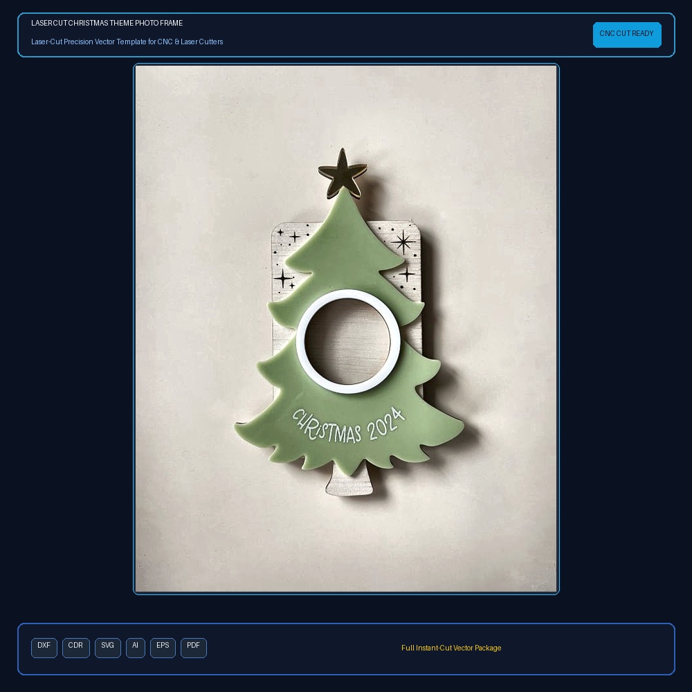 Laser Cut Christmas Theme Photo Frame