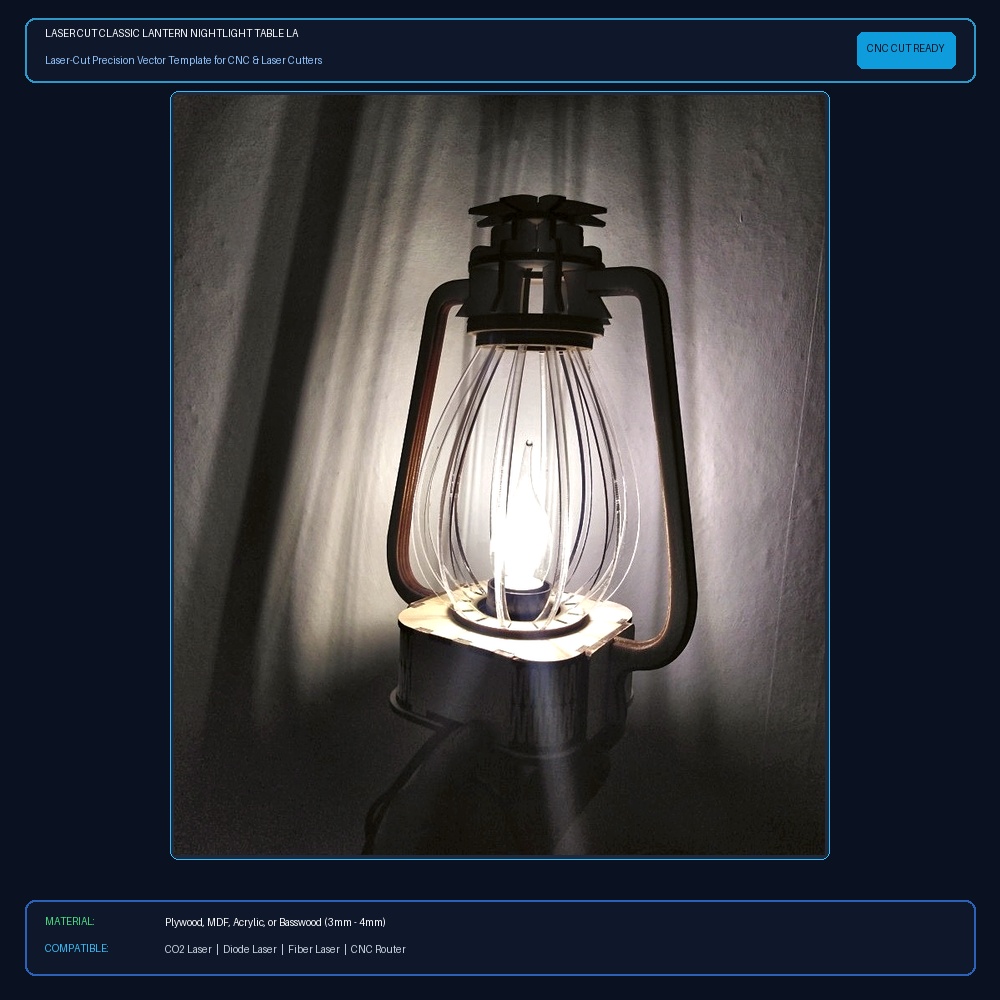 Laser Cut Classic Lantern Nightlight Table Lamp View 2