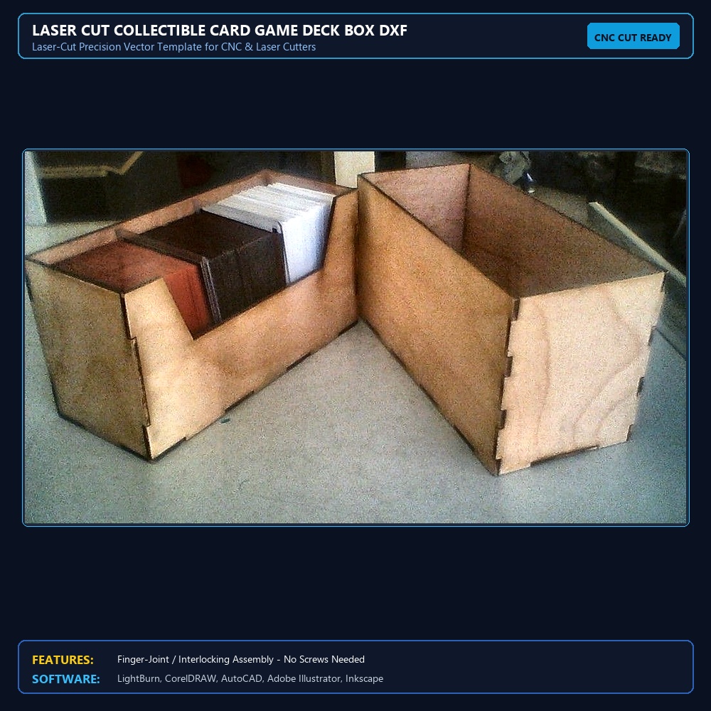 Laser Cut Collectible Card Game Deck Box DXF File Free Download View 3