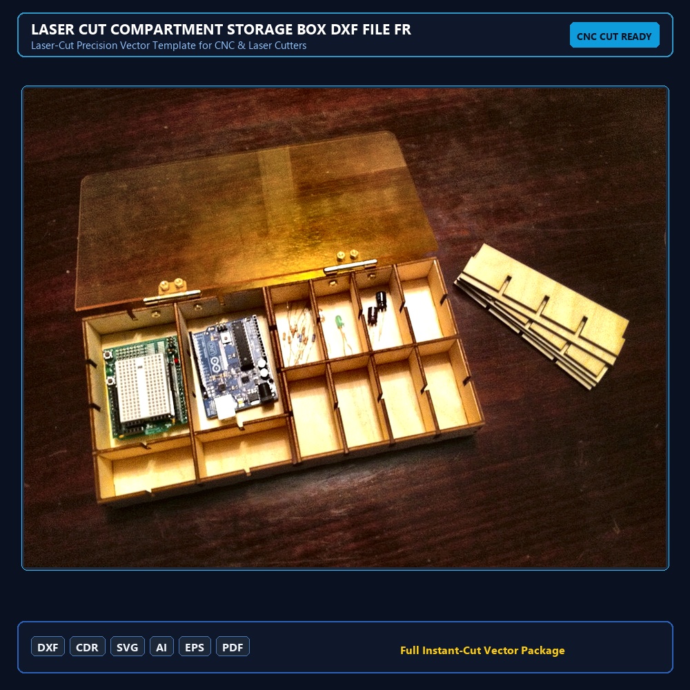 Laser Cut Compartment Storage Box DXF File Free Download