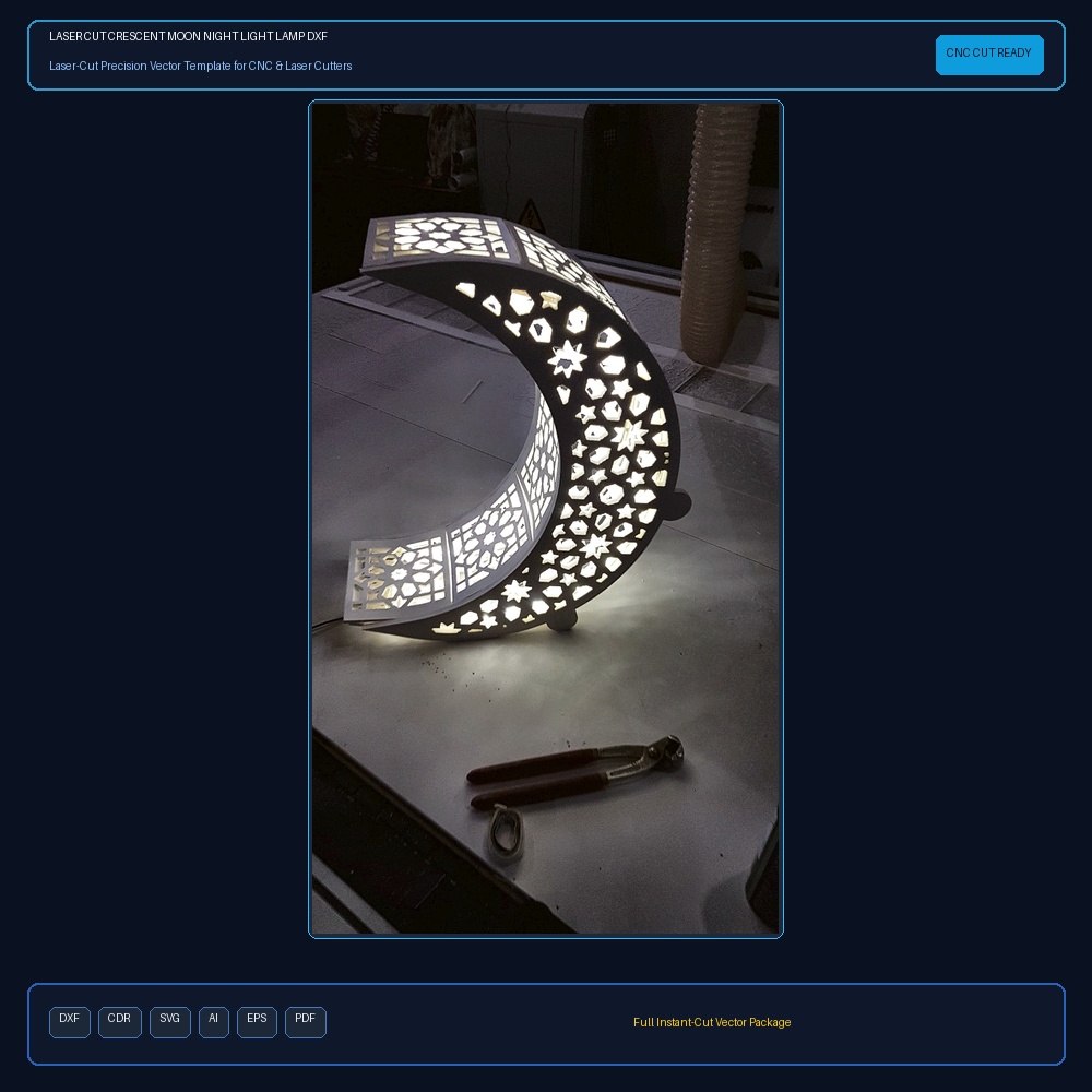 Laser Cut Crescent Moon Night Light Lamp DXF File Free Download