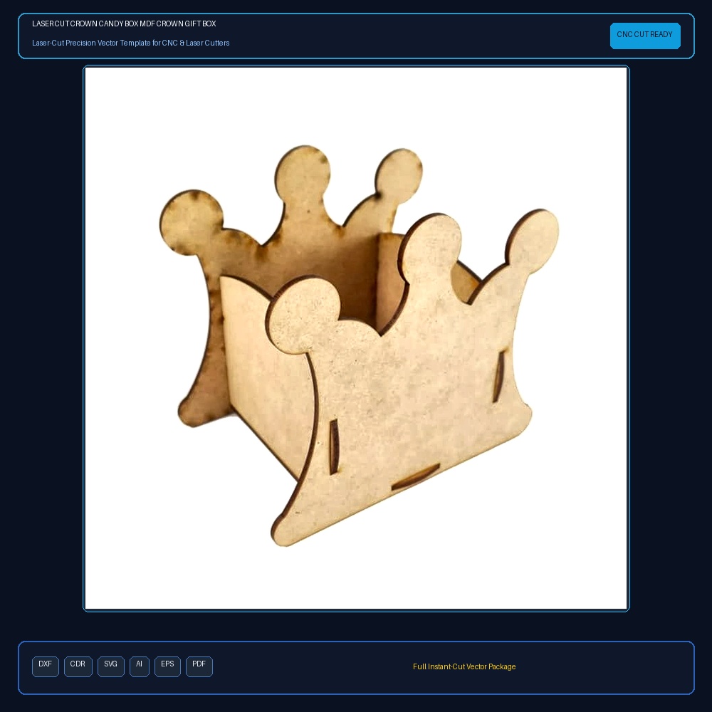 Laser Cut Crown Candy Box MDF Crown Gift Box