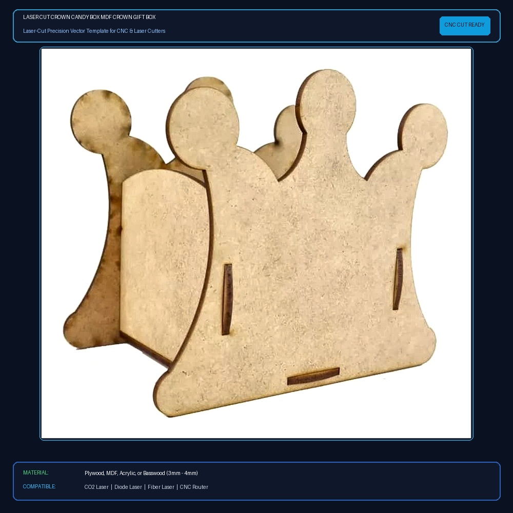 Laser Cut Crown Candy Box MDF Crown Gift Box View 2