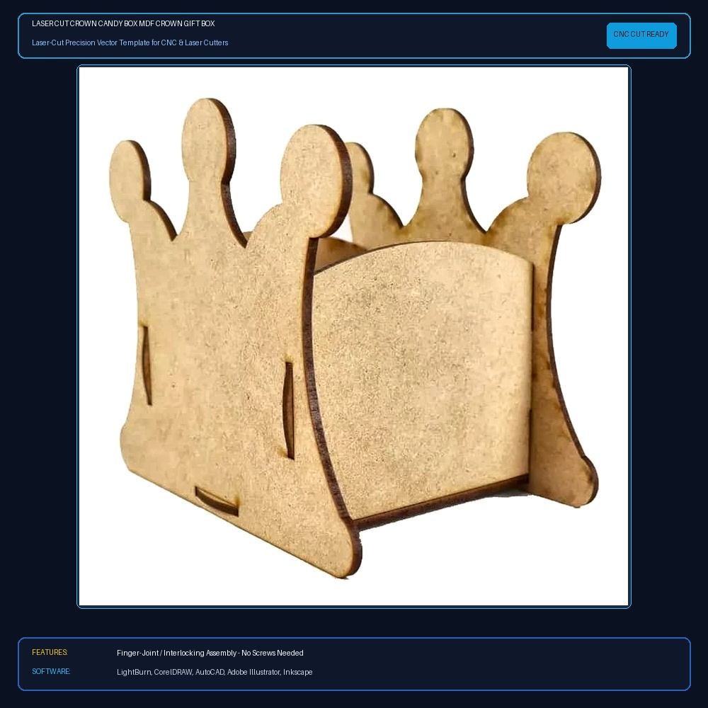 Laser Cut Crown Candy Box MDF Crown Gift Box View 4