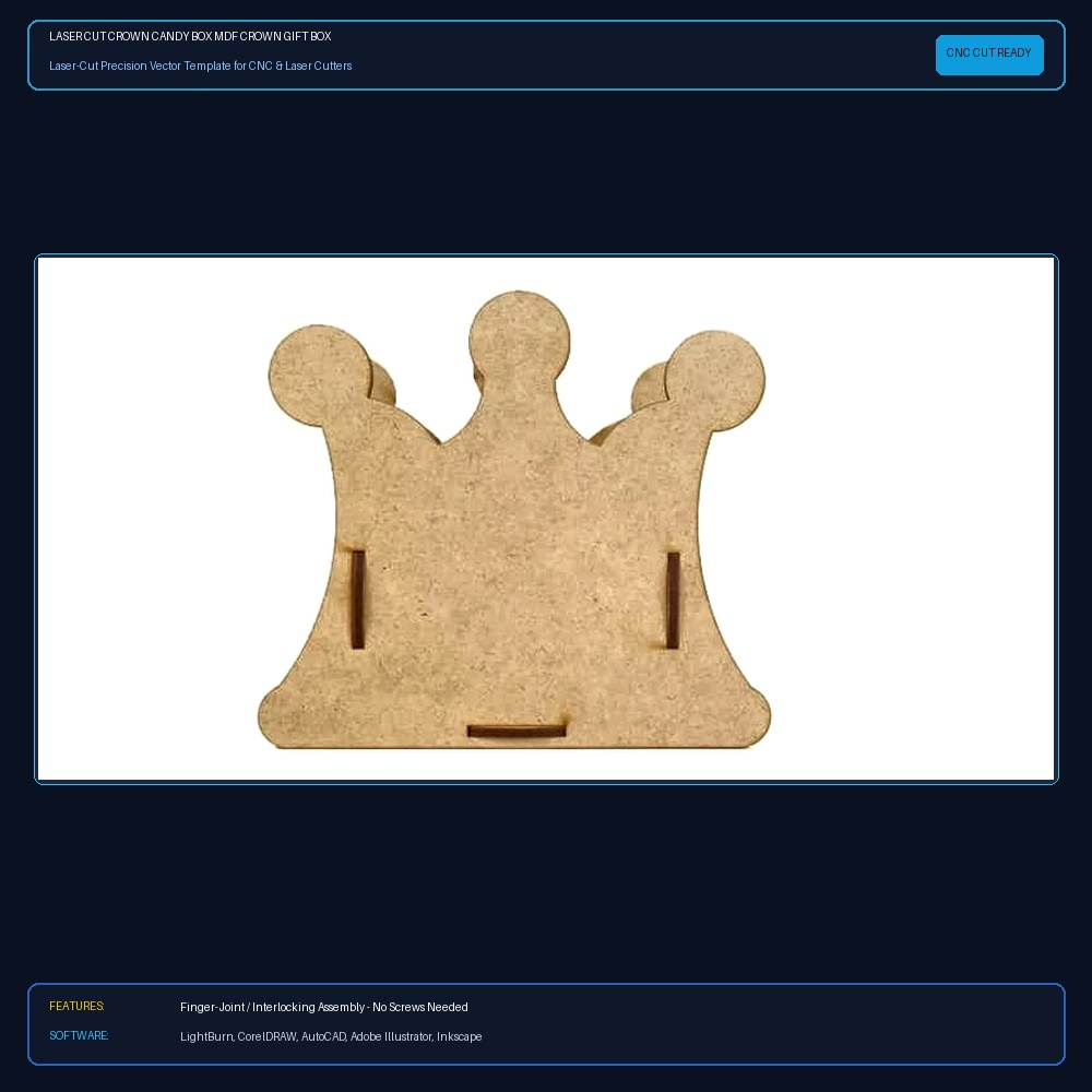 Laser Cut Crown Candy Box MDF Crown Gift Box View 6