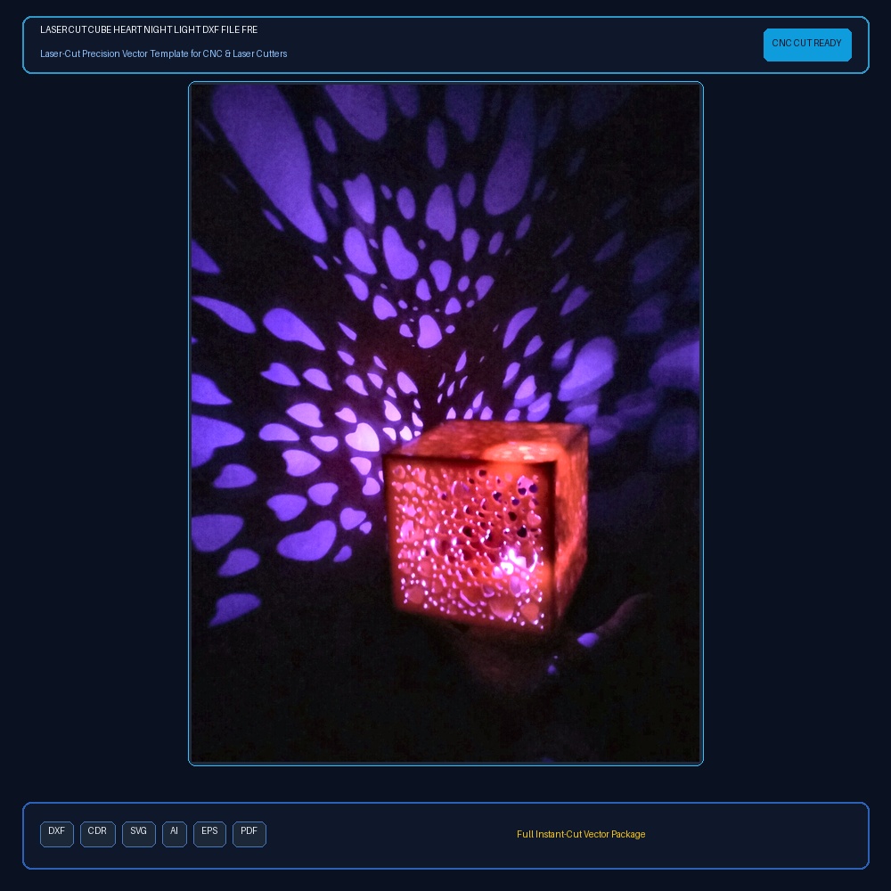 Laser Cut Cube Heart Night Light