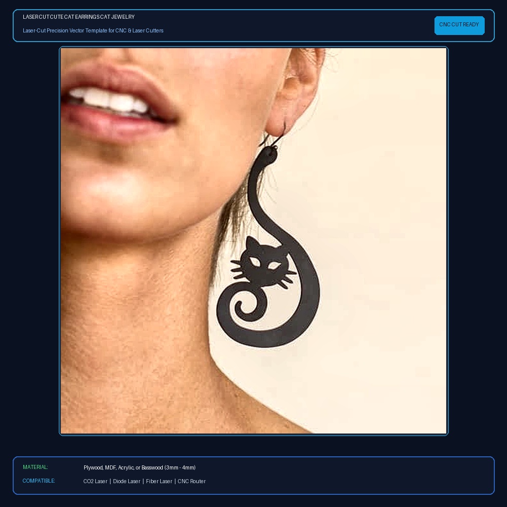 Laser Cut Cute Cat Earrings Cat Jewelry View 2