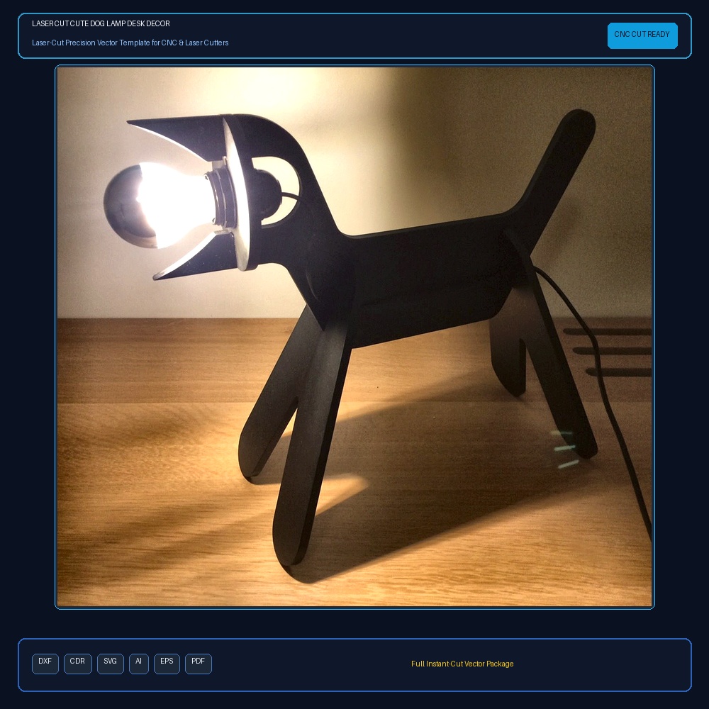 Laser Cut Cute Dog Lamp Desk Decor
