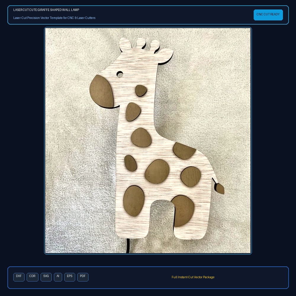 Laser Cut Cute Giraffe Shaped Wall Lamp