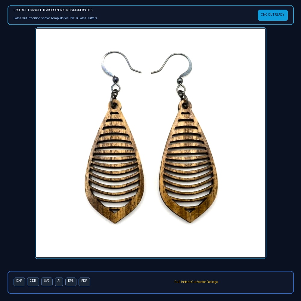 Laser Cut Dangle Teardrop Earrings Modern Design