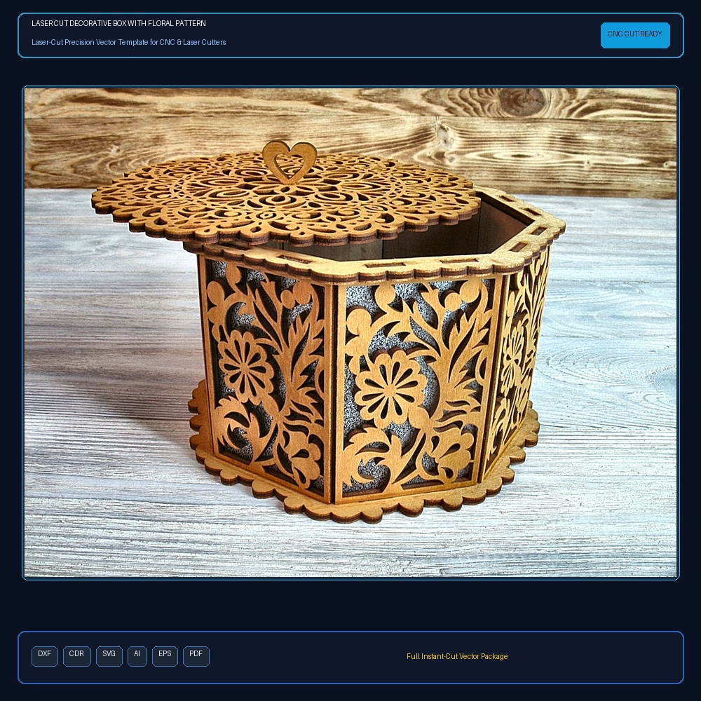 Laser Cut Decorative Box With Floral Filigree