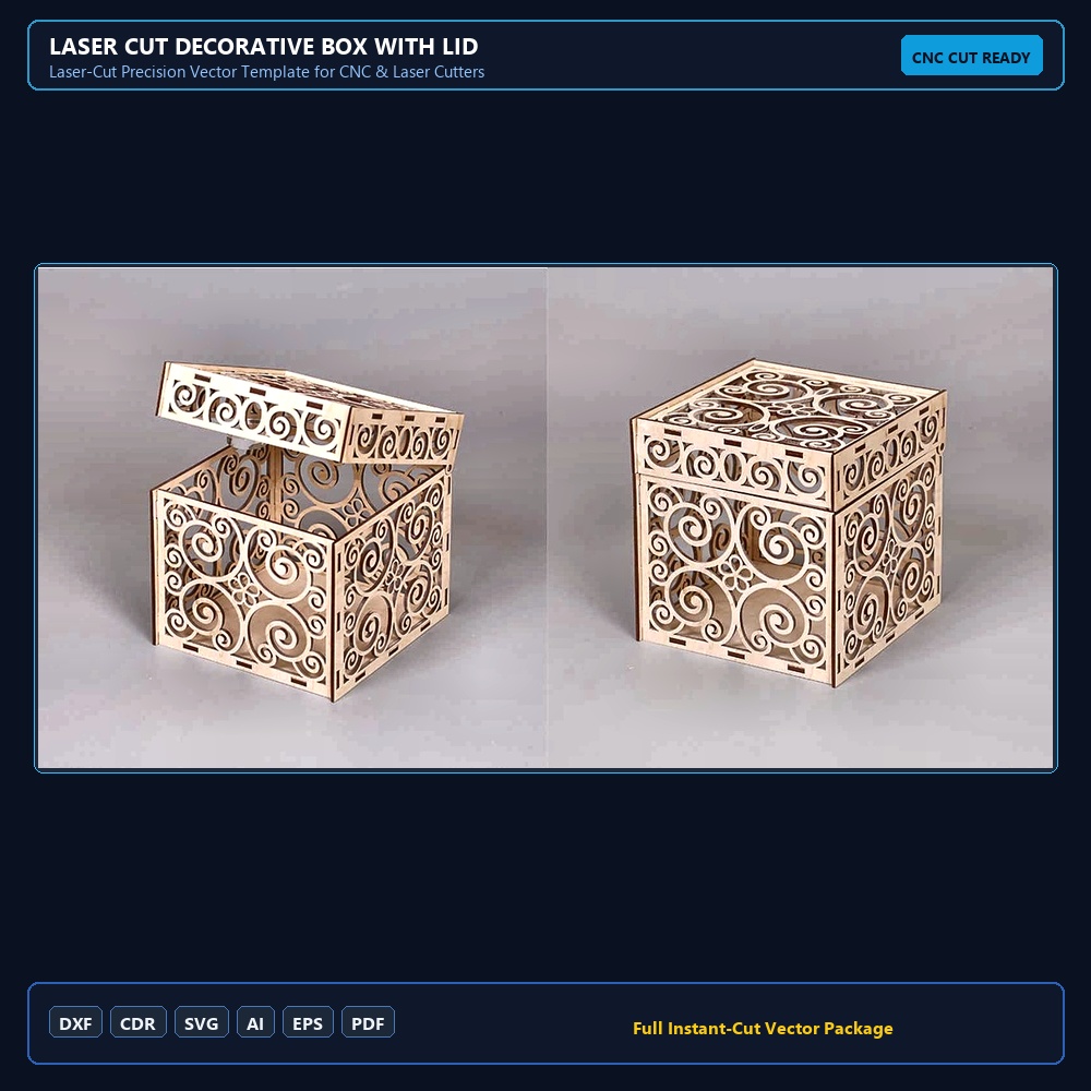 Laser Cut Decorative Box with Lid