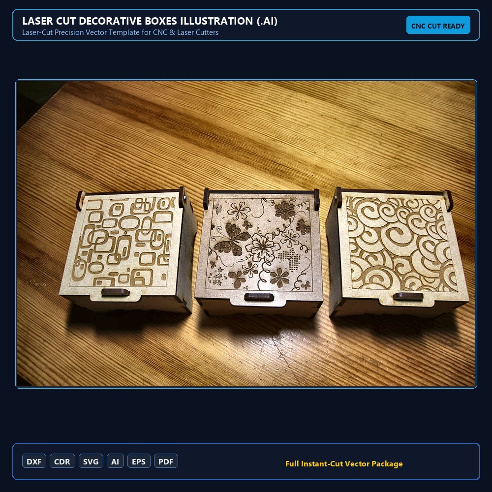Laser Cut Decorative Boxes Illustration (.ai) vector file free download
