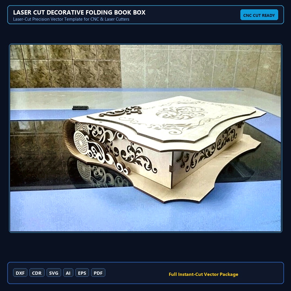 Laser Cut Decorative Folding Book Box