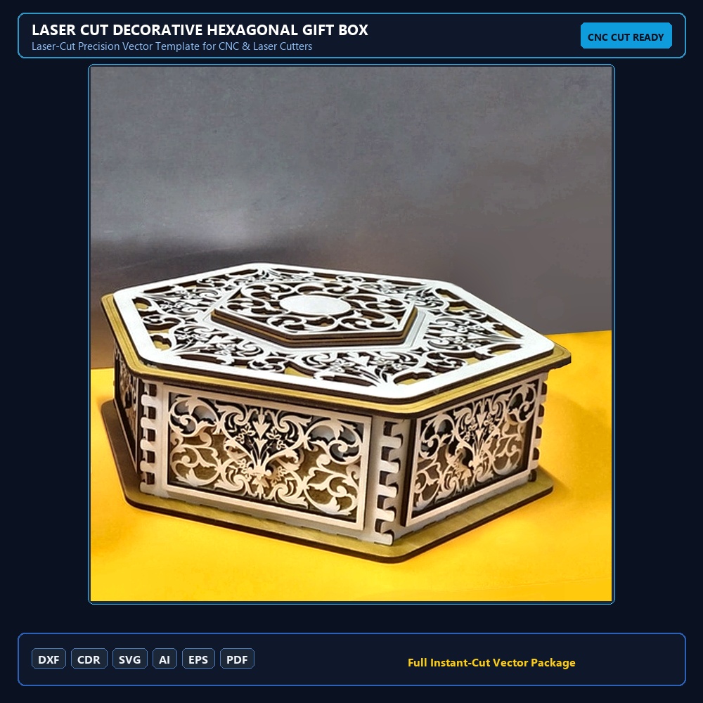Laser Cut Decorative Hexagonal Gift Box