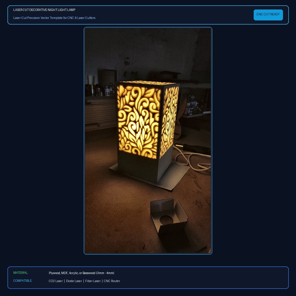 Laser Cut Decorative Night Light Lamp View 2
