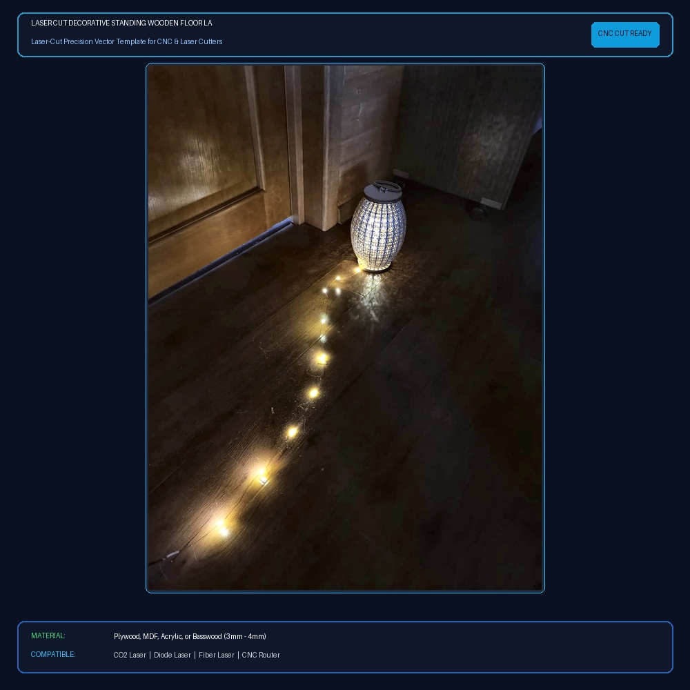 Laser Cut Decorative Standing Wooden Floor Lamp DXF File Free Download View 2