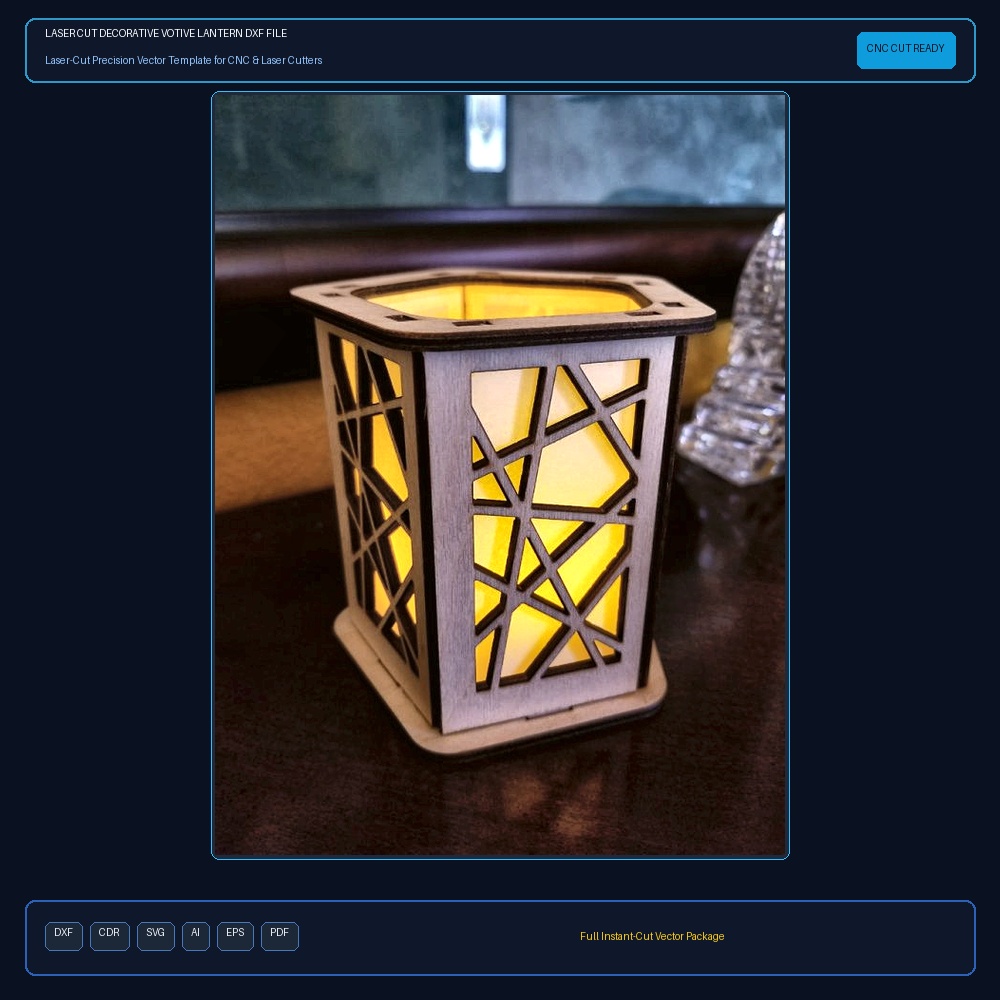 Laser Cut Decorative Votive Lantern DXF File Free Download
