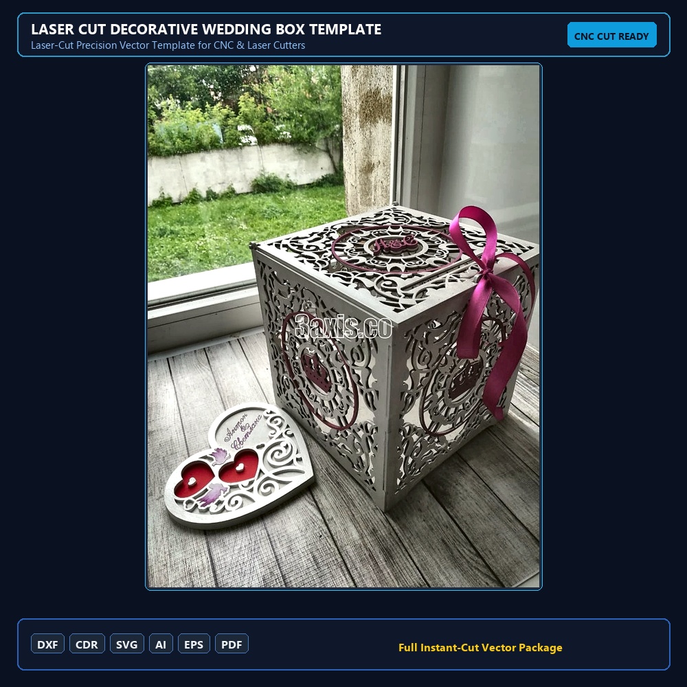 Laser Cut Decorative Wedding Box Template