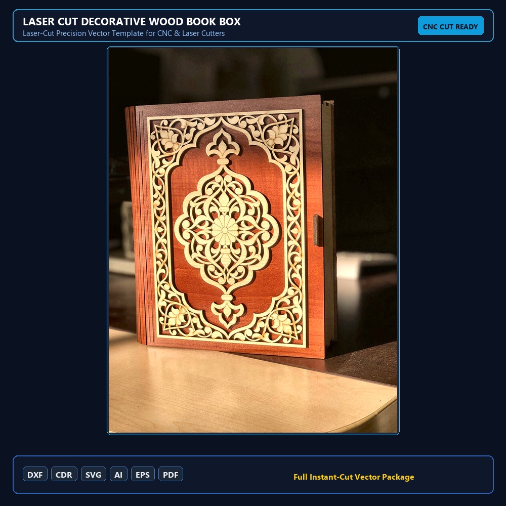 Laser Cut Decorative Wood Book Box