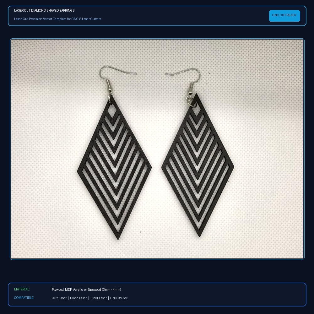 Laser Cut Diamond Shaped Earrings View 2