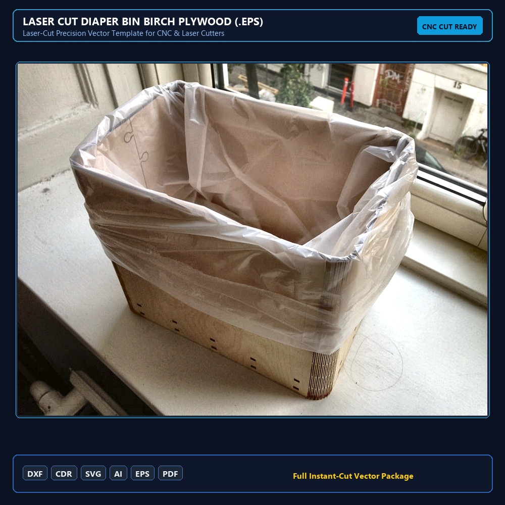 Laser Cut Diaper Bin Birch Plywood