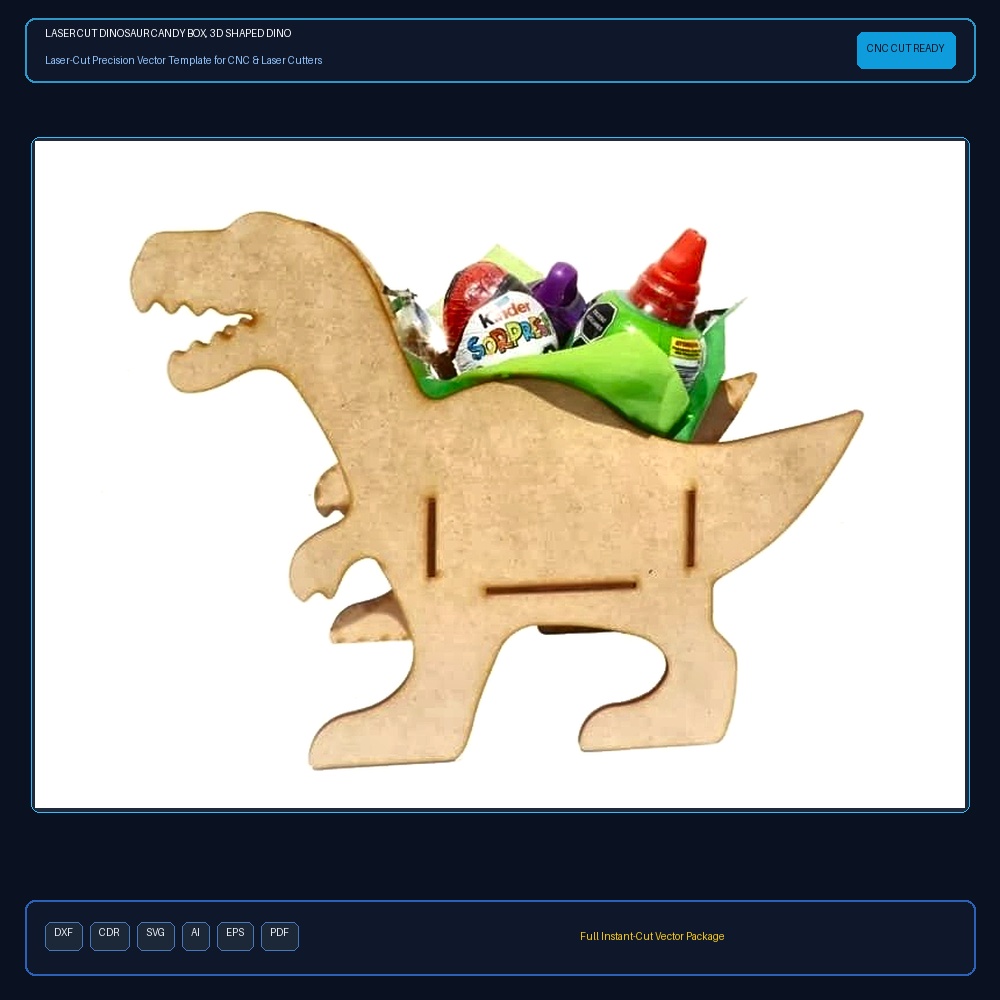 Laser Cut Dinosaur Candy Box, 3D Shaped Dino Dinosaur Candy Box