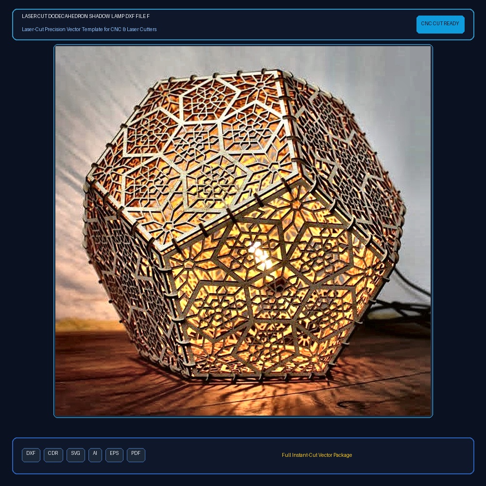 Laser Cut Dodecahedron Shadow Lamp DXF File Free Download