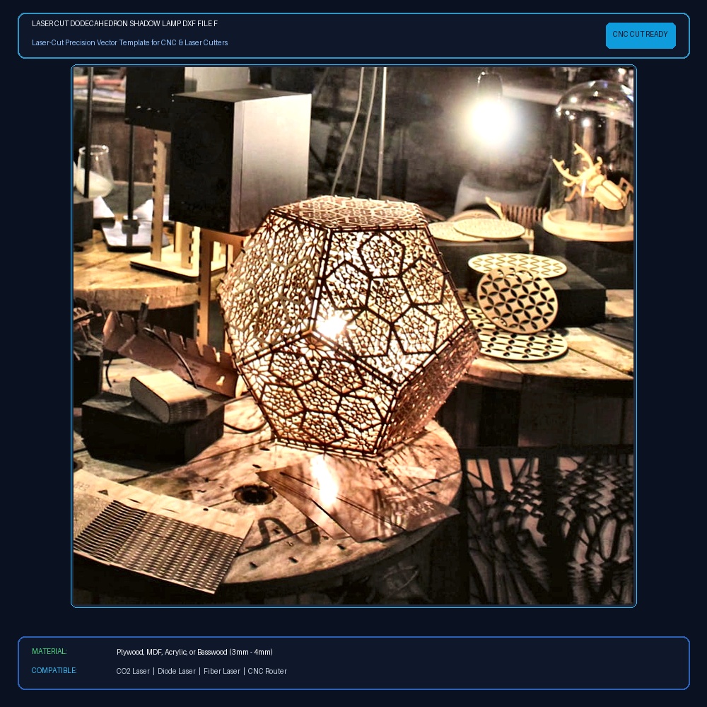 Laser Cut Dodecahedron Shadow Lamp DXF File Free Download View 2