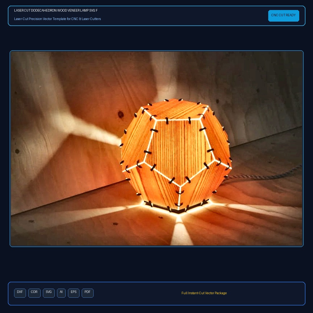 Laser Cut Dodecahedron Wood Veneer Lamp