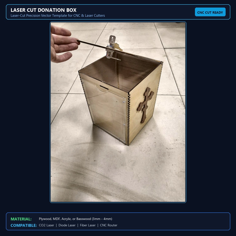 Laser Cut Donation Box View 2
