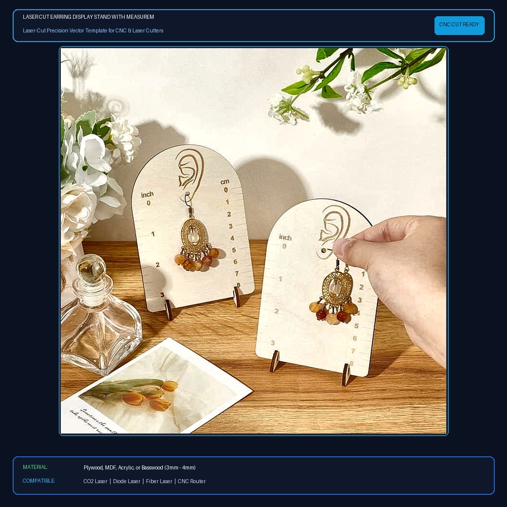 Laser Cut Earring Display Stand With Measurement View 2