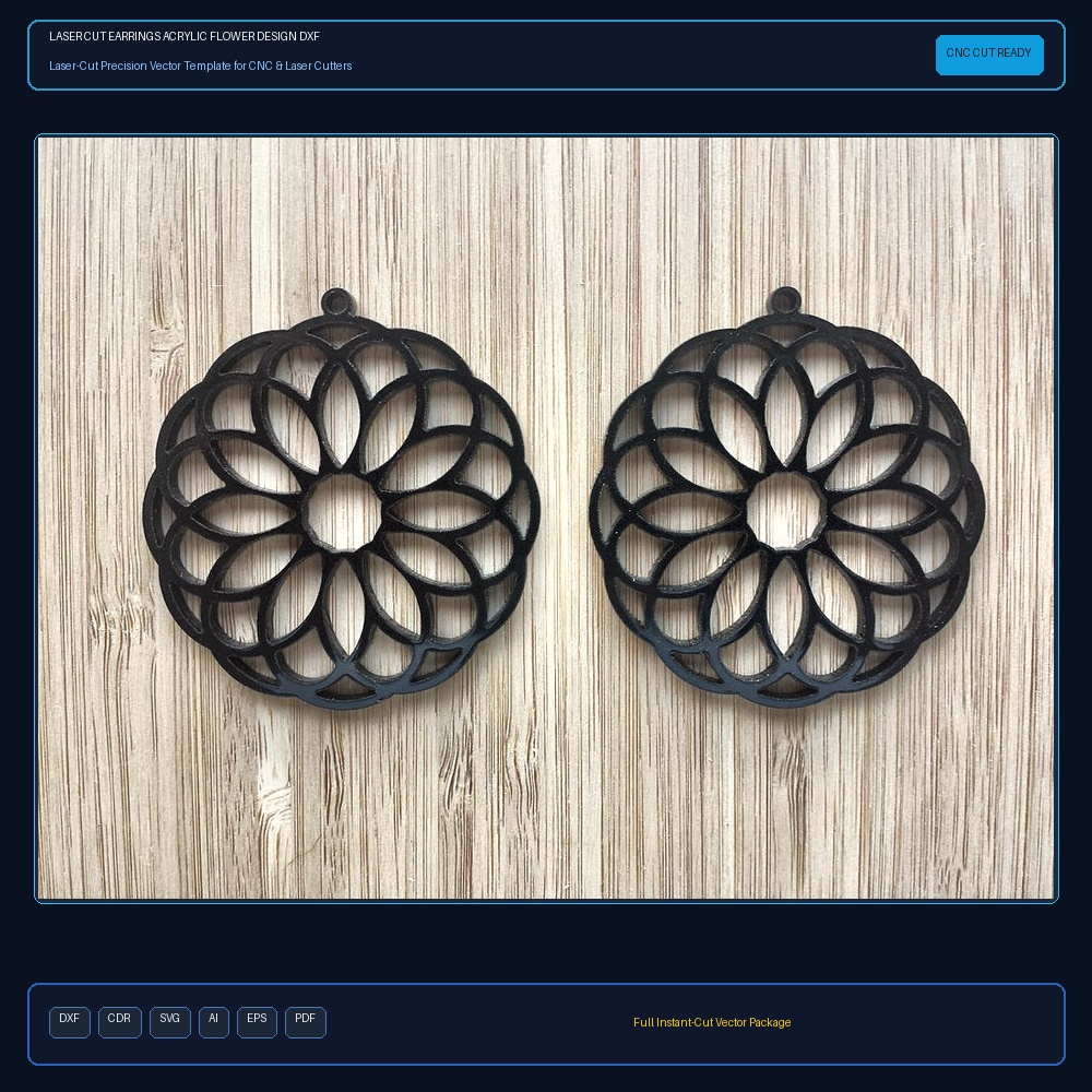Laser Cut Earrings Acrylic Flower Design