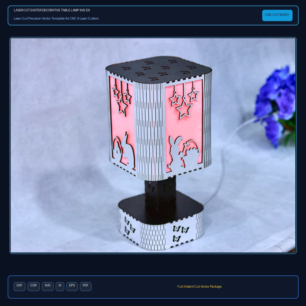 Laser Cut Easter Decorative Table Lamp SVG DXF CDR AI PDF Free Download