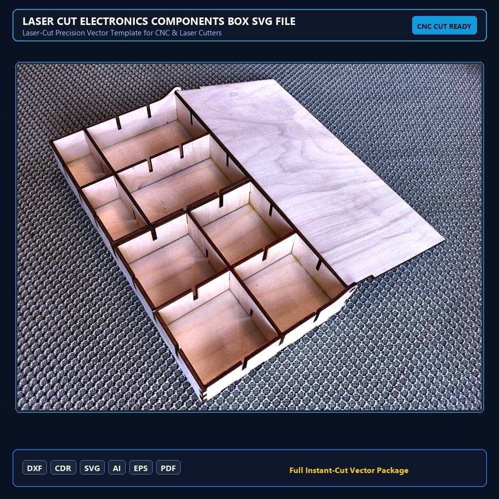 Laser Cut Electronics Components Box SVG File Free Download