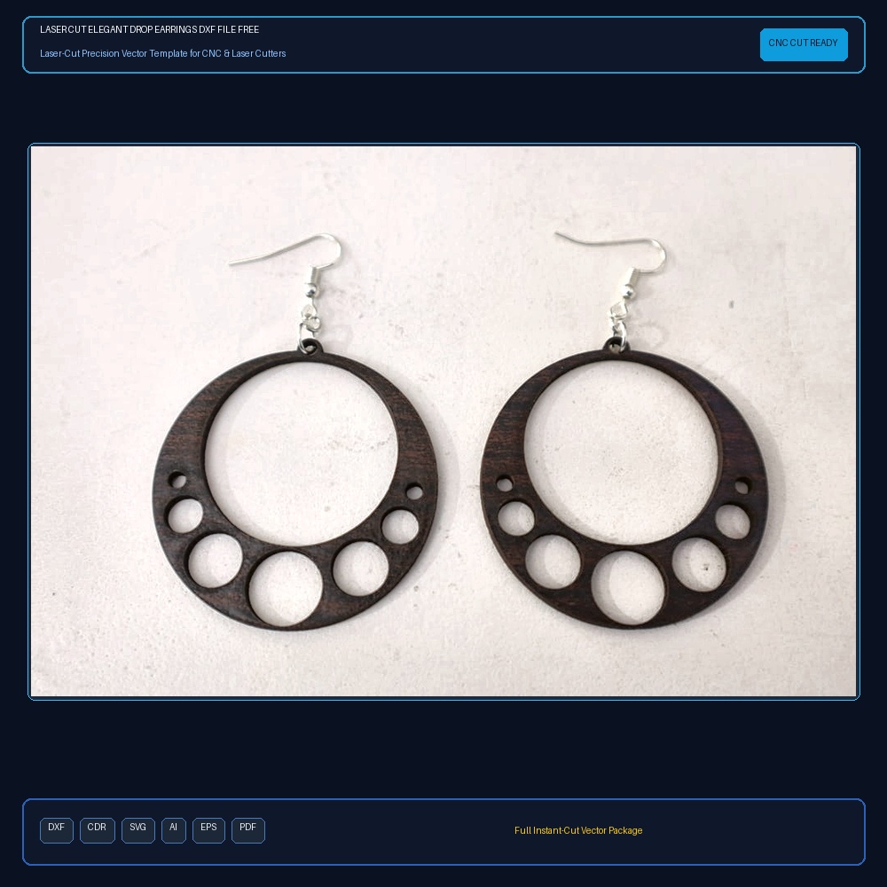 Laser Cut Elegant Drop Earrings DXF File Free Download