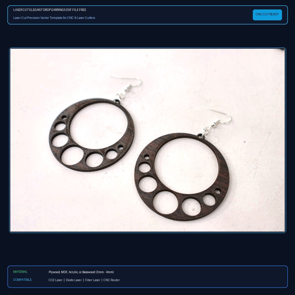 Laser Cut Elegant Drop Earrings DXF File Free Download View 2