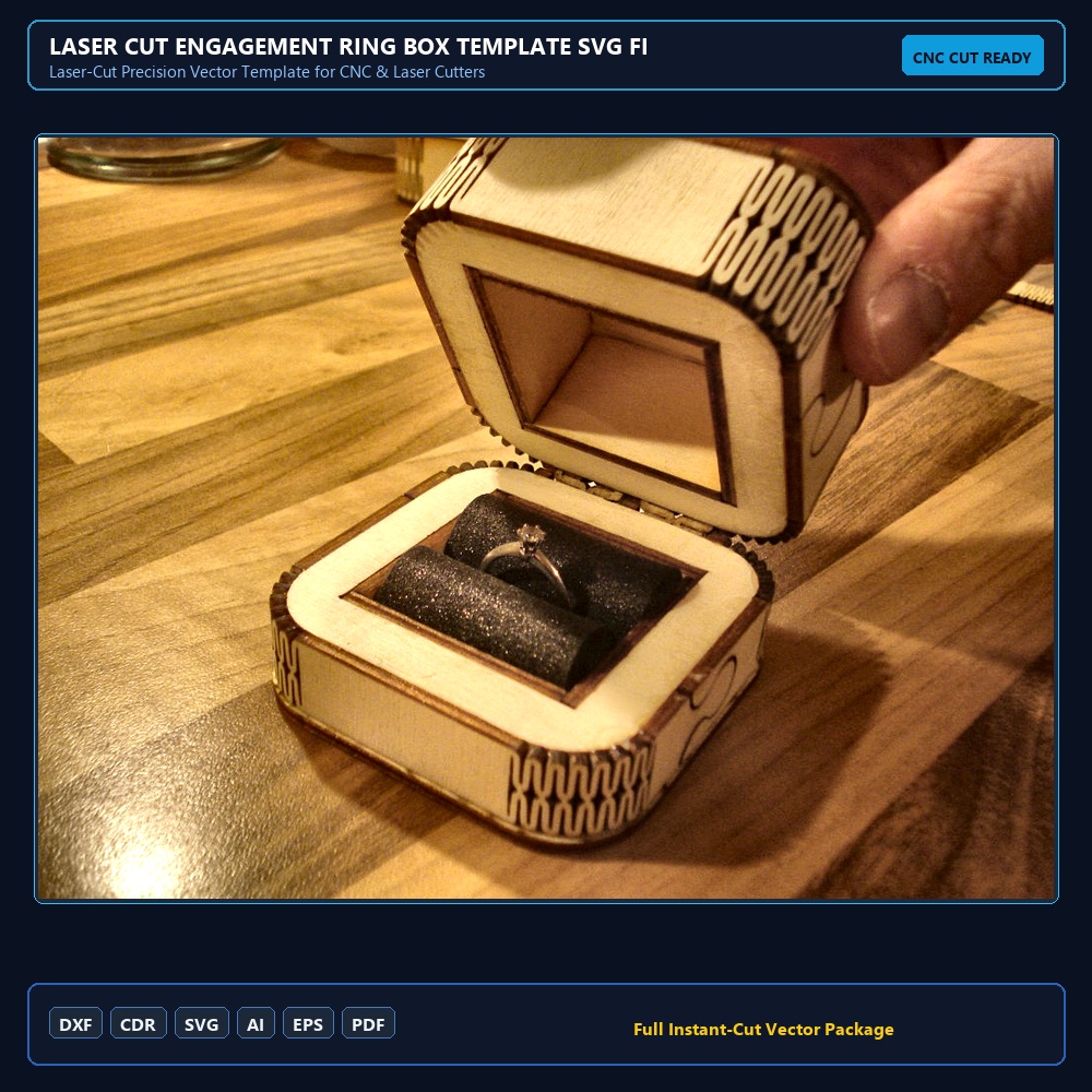 Laser Cut Engagement Ring Box Template SVG File Free Download
