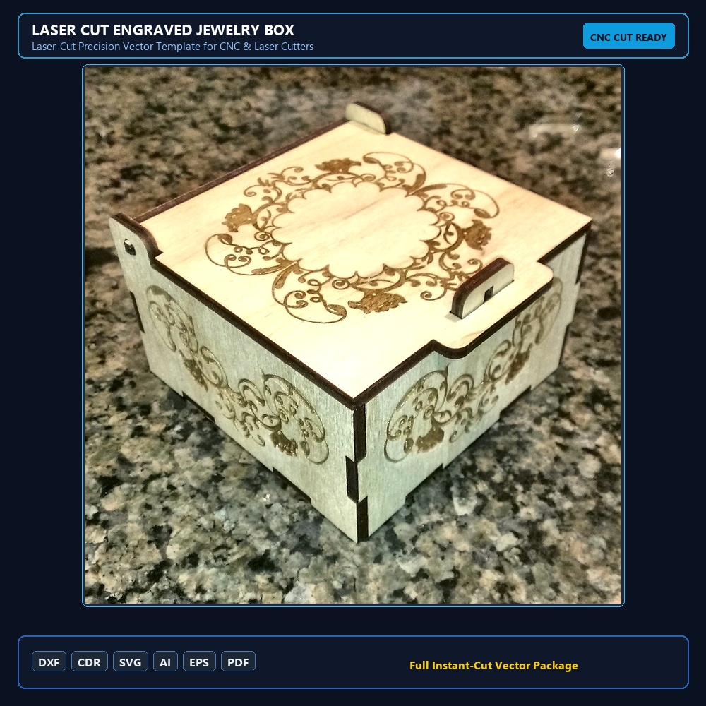 Laser Cut Engraved Jewelry Box