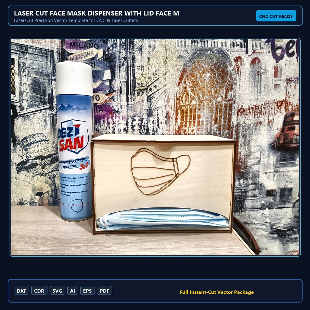 Laser Cut Face Mask Dispenser With Lid Face Mask Storage Box