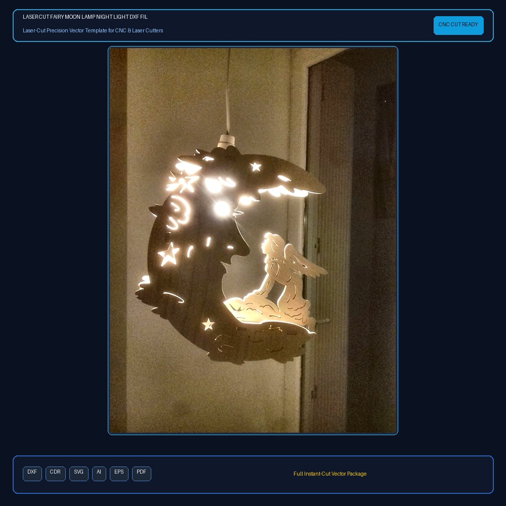 Laser Cut Fairy Moon Lamp Night Light