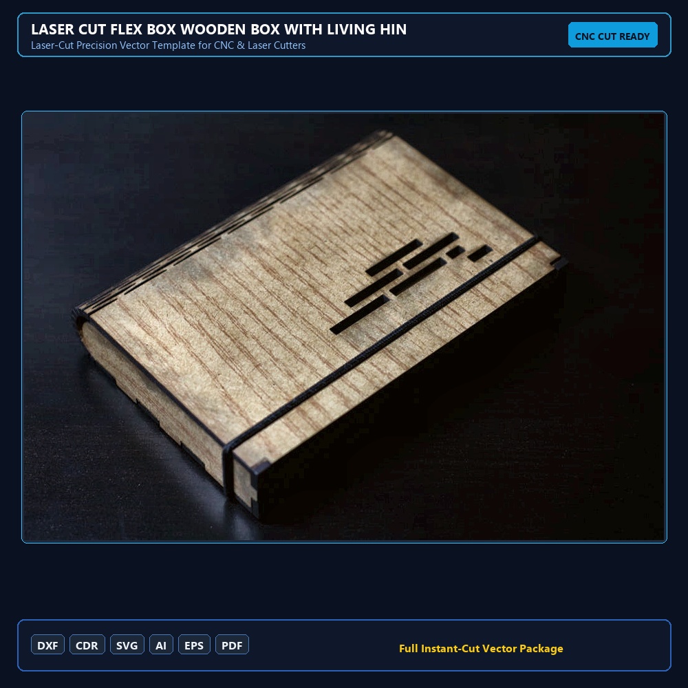 Laser Cut Flex Box Wooden Box With Living Hinge DXF File Free Download