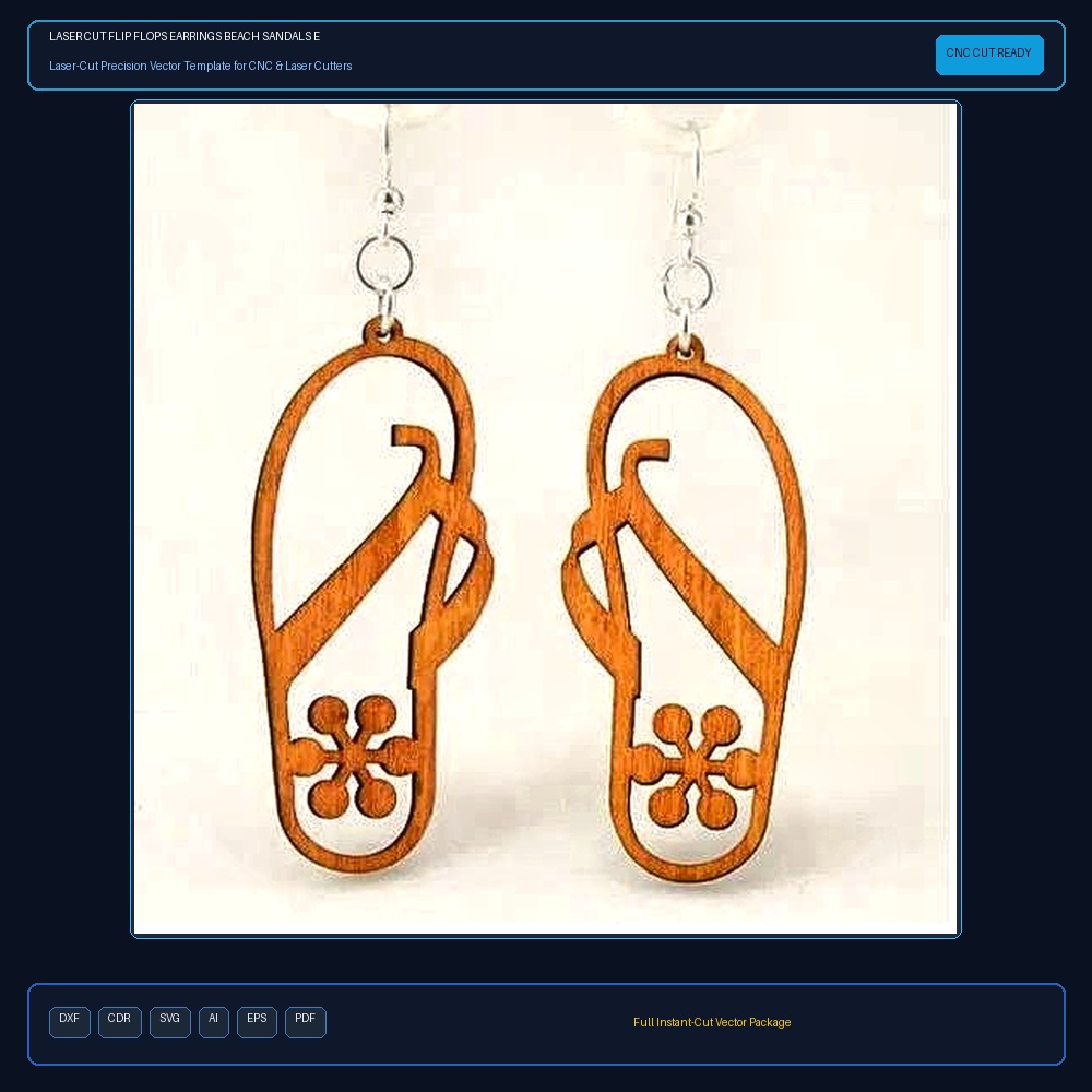 Laser Cut Flip Flops Earrings Beach Sandals Earrings Summer Earrings DXF File Free Download
