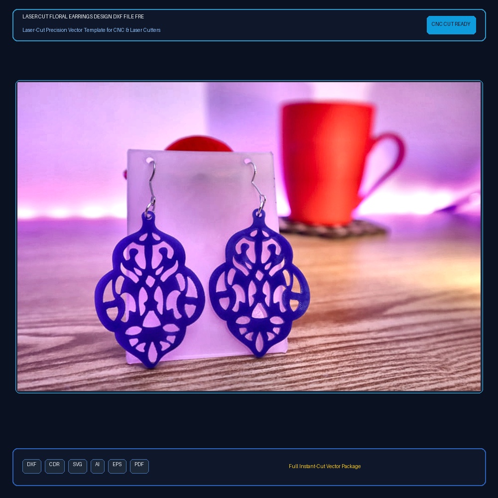 Laser Cut Floral Earrings Design