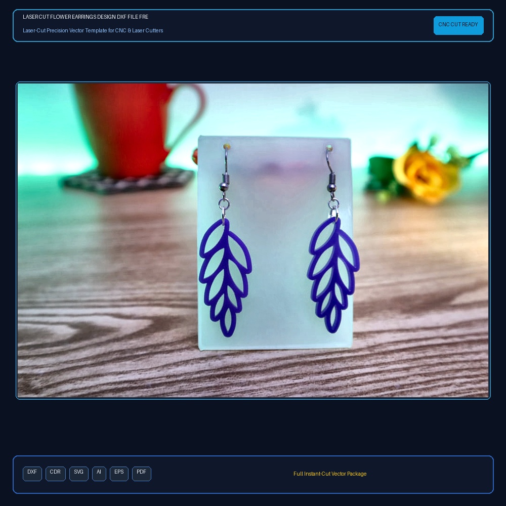Laser Cut Flower Earrings Design DXF File Free Download