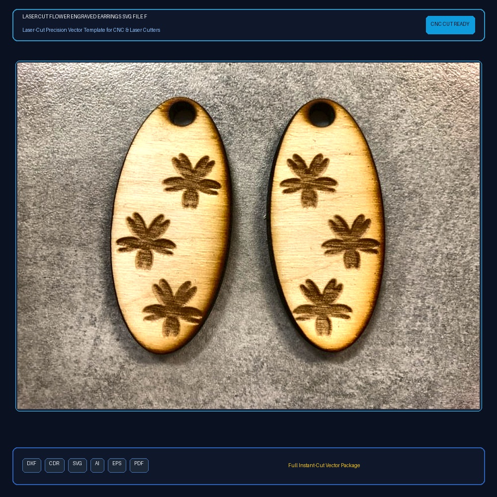 Laser Cut Flower Engraved Earrings SVG File Free Download