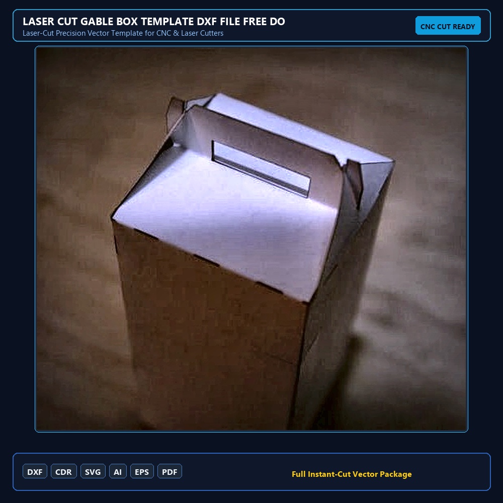 Laser Cut Gable Box Template DXF File Free Download