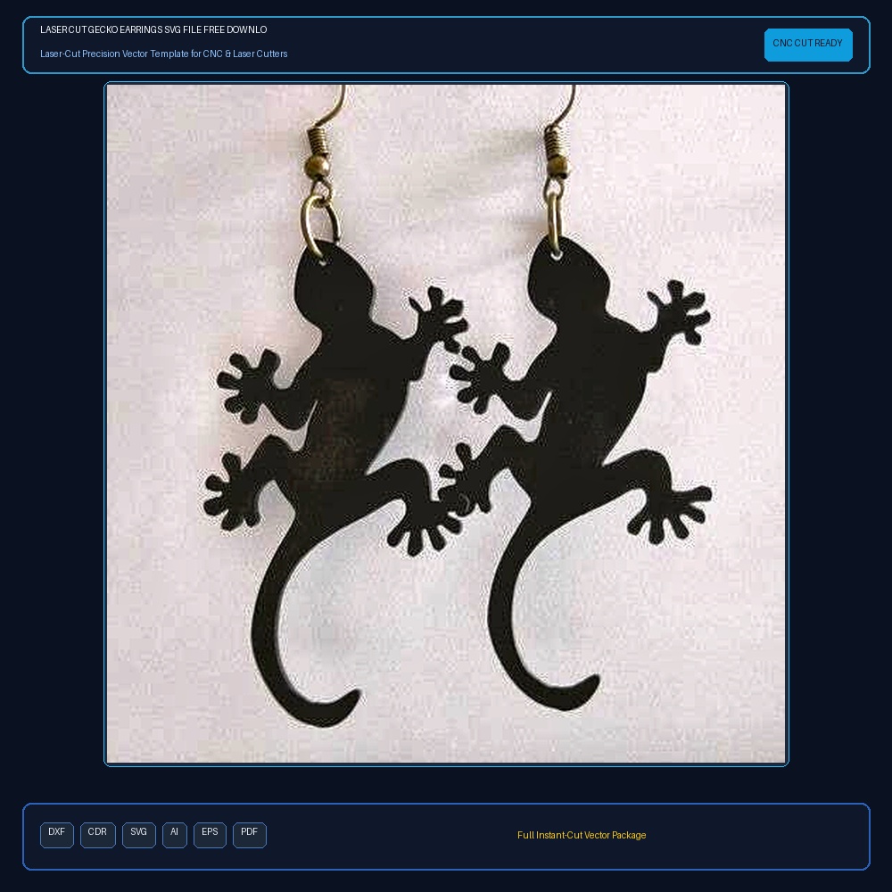 Laser Cut Gecko Earrings SVG File Free Download